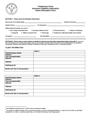 Freelancers Union Insurance Eligibility Application