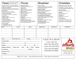 Takeout Order Form