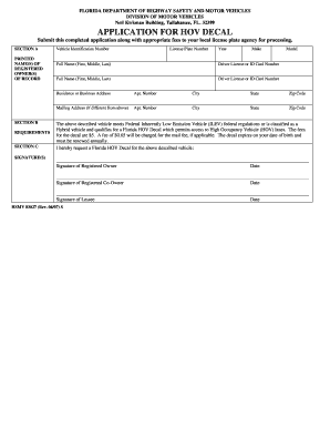 Florida HOV Decal Application