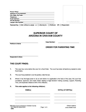 Arizona Parenting Time Court Order Form