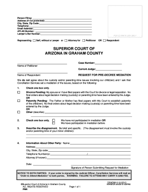 Arizona Pre-Decree Mediation Request Form