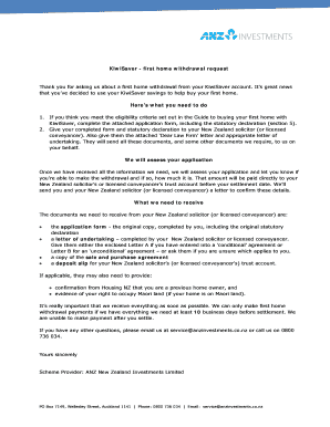 KiwiSaver First Home Withdrawal Application Form