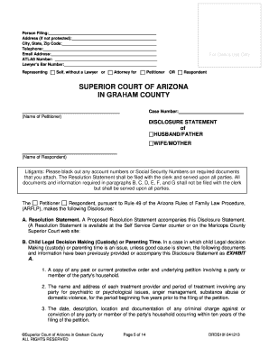 Arizona Family Law Resolution and Disclosure Statement