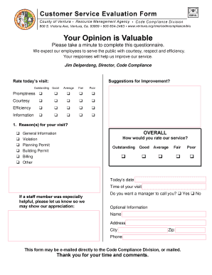 Code Compliance Service Feedback Form