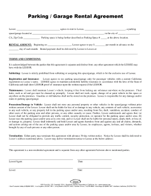 Parking lot rental agreement - Parking Garage Rental Agreement