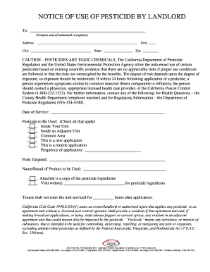 Notice of Use of Pesticide by Landlord