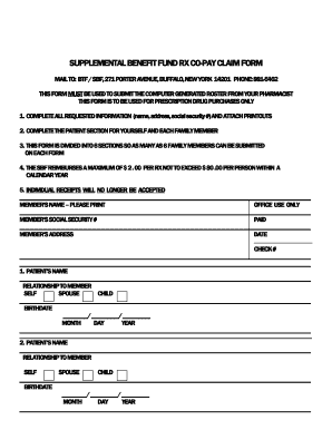 Supplemental Benefit Fund Rx Co-Pay Claim Form