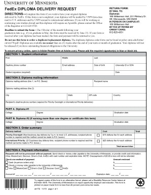 FedEx Diploma Delivery Request Form