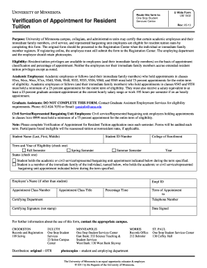 Verification of Appointment for Resident Tuition