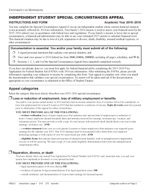 Independent Student Special Circumstances Appeal Form