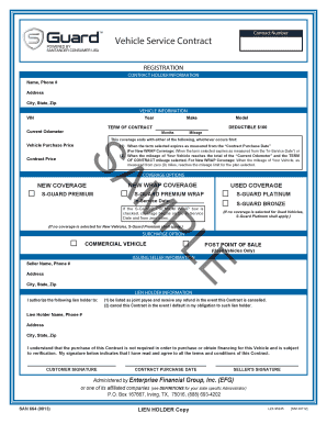 Vehicle Service Contract Agreement