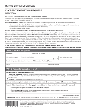 13-Credit Exemption Request Form