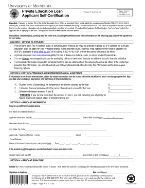 Private Education Loan Applicant Self-Certification