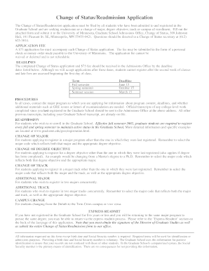 Change of Status/Readmission Application