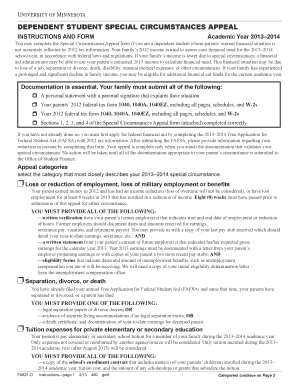 Dependent Student Special Circumstances Appeal