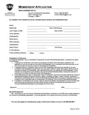 Council of Residential Specialists Membership Application