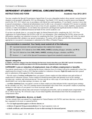 Dependent Student Special Circumstances Appeal