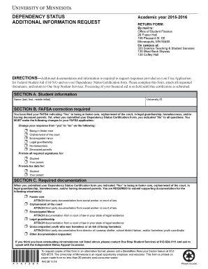 Dependency Status Certification Form