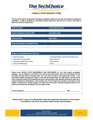 Cancellation Request Form