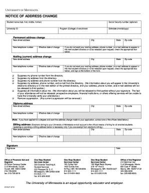 University of Minnesota Address Change Form