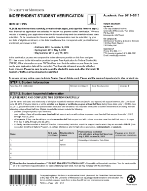 Independent Student Verification Form