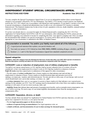 Independent Student Special Circumstances Appeal