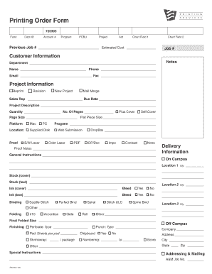Printing Order Form