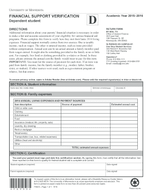 Financial Support Verification Form
