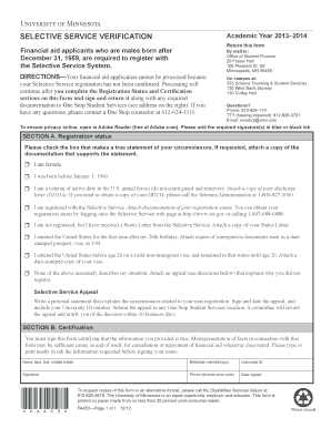 Selective Service Verification Form
