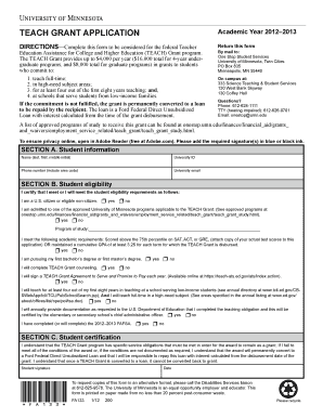 TEACH Grant Application Form