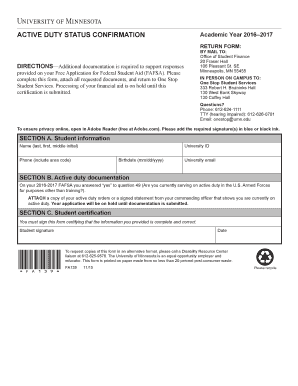 Active Duty Status Confirmation Form