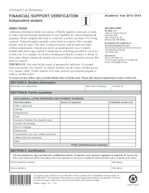 Financial Support Verification Form