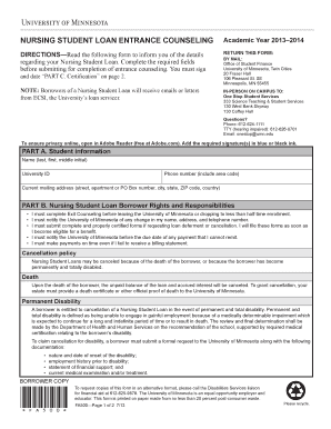 Nursing Student Loan Entrance Counseling Form