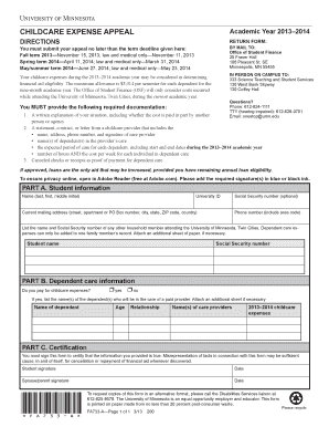 Childcare Expense Appeal Form