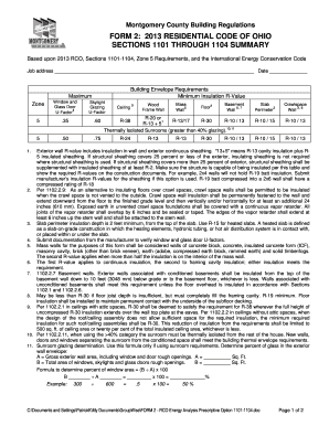Ohio Residential Code Compliance Form