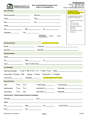 Doc Prep/Funding Request Form