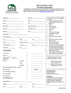 Government Loan Funding Request Form
