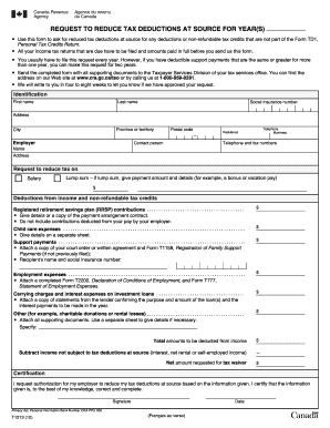 Request to Reduce Tax Deductions at Source