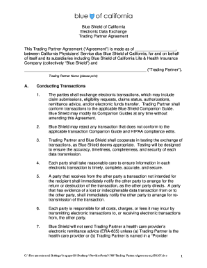 Blue Shield of California Trading Partner Agreement