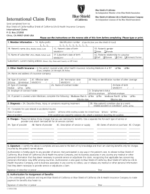 Blue Shield of California International Claim Form