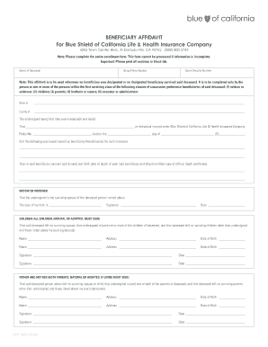 Beneficiary Affidavit for Blue Shield of California