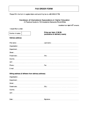 FAX Order Form