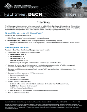 Summary of qualifications on resume - Fact Sheet DECK STCW 41 - bamsagovaub - amsa gov