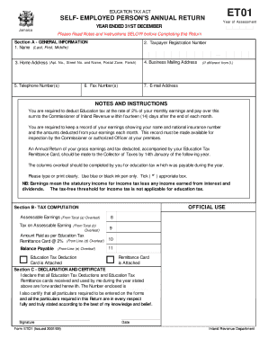 Self-Employed Person's Annual Education Tax Return