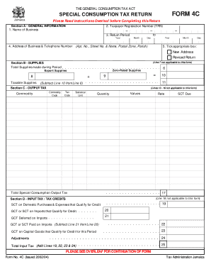 Jamaica Special Consumption Tax Return Form 4C