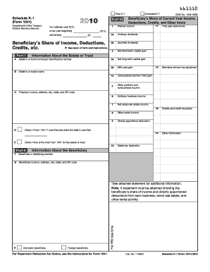 Schedule K-1 (Form 1041) 2010