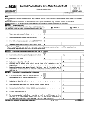 IRS Form 8936 Qualified Plug-in Electric Drive Motor Vehicle Credit
