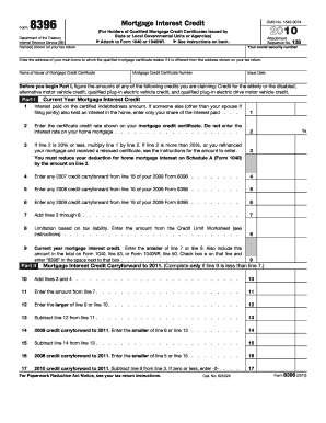 Mortgage Interest Credit Form 8396