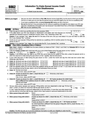 Form 8862 Earned Income Credit Claim