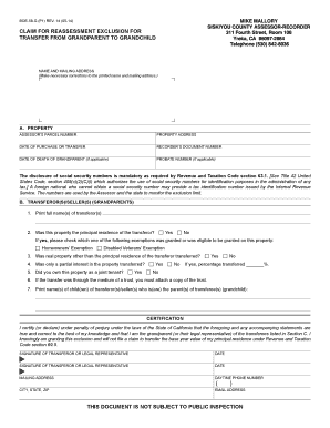 California Grandparent-Grandchild Reassessment Exclusion Form